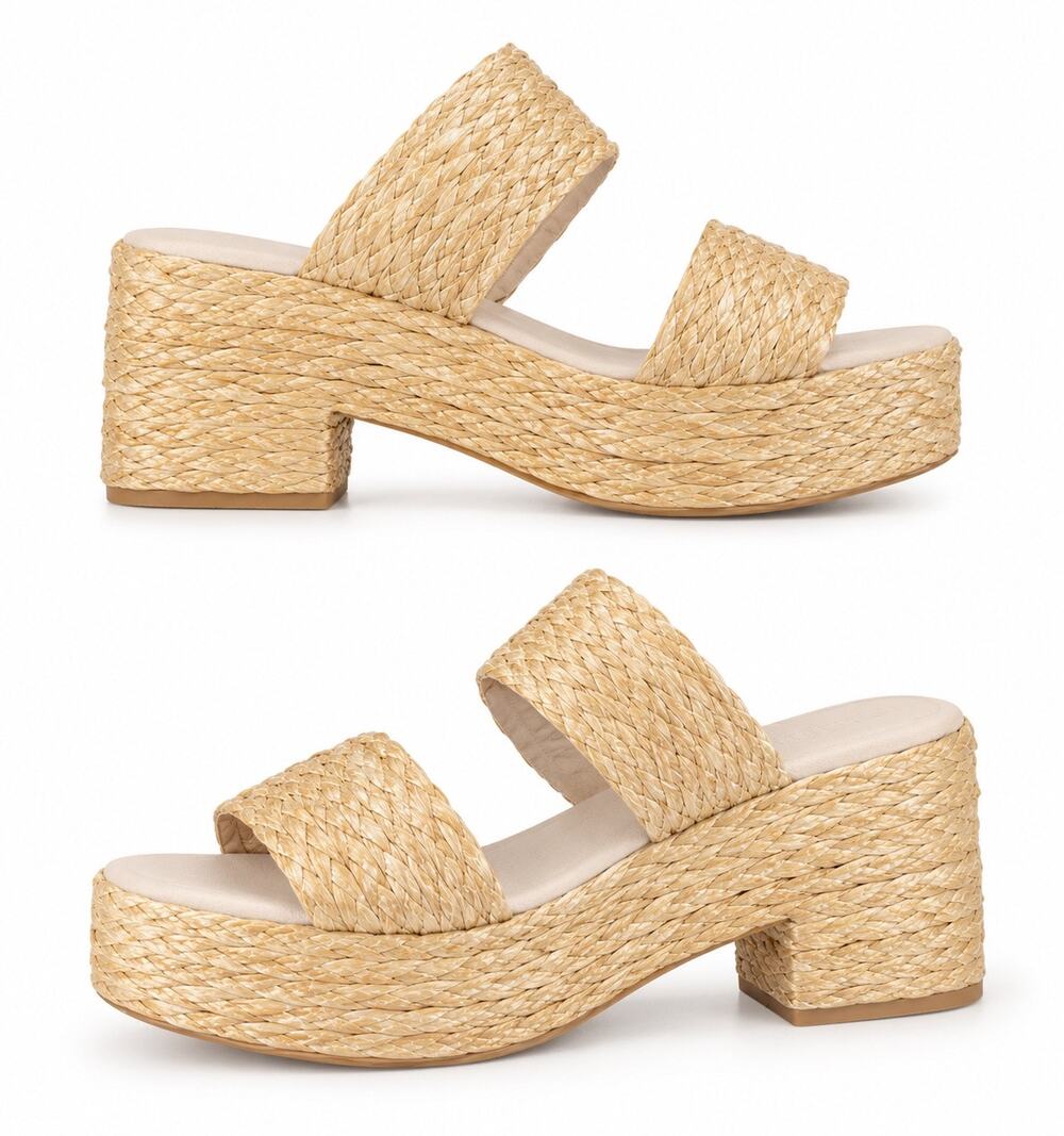 Beach by Matisse Ocean Ave Platform Raffia Sandals sz 8